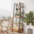 thumbnail image 4 of CubiCubi 5-Tier Ladder Shelf with Drawer, Storage Rack Shelves with Hooks, Grey Brown, 4 of 6