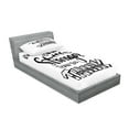 thumbnail image 2 of Ambesonne Saying Fitted Sheet & Pillow Sham Set, Floral Phrase, Twinxl, Black and White, 2 of 2