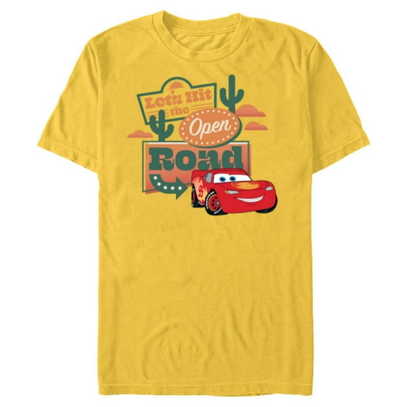 Disney PIXAR Cars Let’s Hit the Open Road - Short Sleeve Blended T-Shirt for Adults - Customized-Yellow