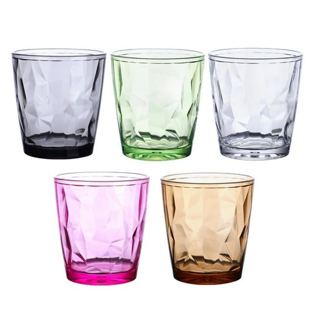 Taza de agua para el hogar, taza de PC para restaurante, bebida, jugo, marrón, gris, verde, transparente, rosa, 5 uds.