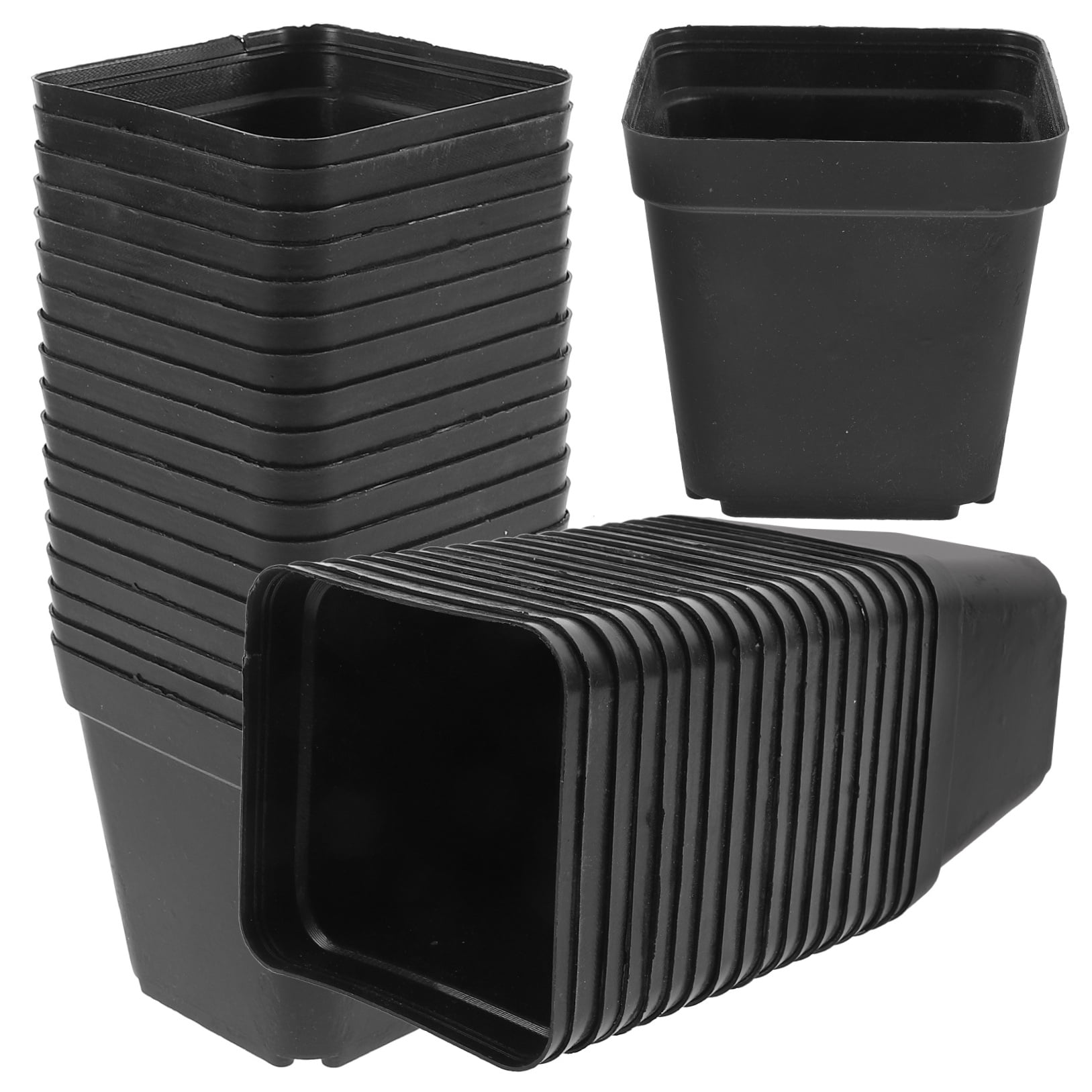 FUTUREORYY Flower Succulent Pots Plastic Black for Gardening 100Pcs 2.8x2.7x2.2in