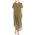 thumbnail image 2 of Sakkas Lila Freckled Dyed Cap Sleeve Scoopneck Long Caftan Dress / Cover Up - Olive - One Size, 2 of 5
