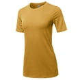 thumbnail image 2 of A2Y Women's Basic Solid Premium Cotton Short Sleeve Crew Neck T Shirt Tee Tops Golden Mustard XL, 2 of 3