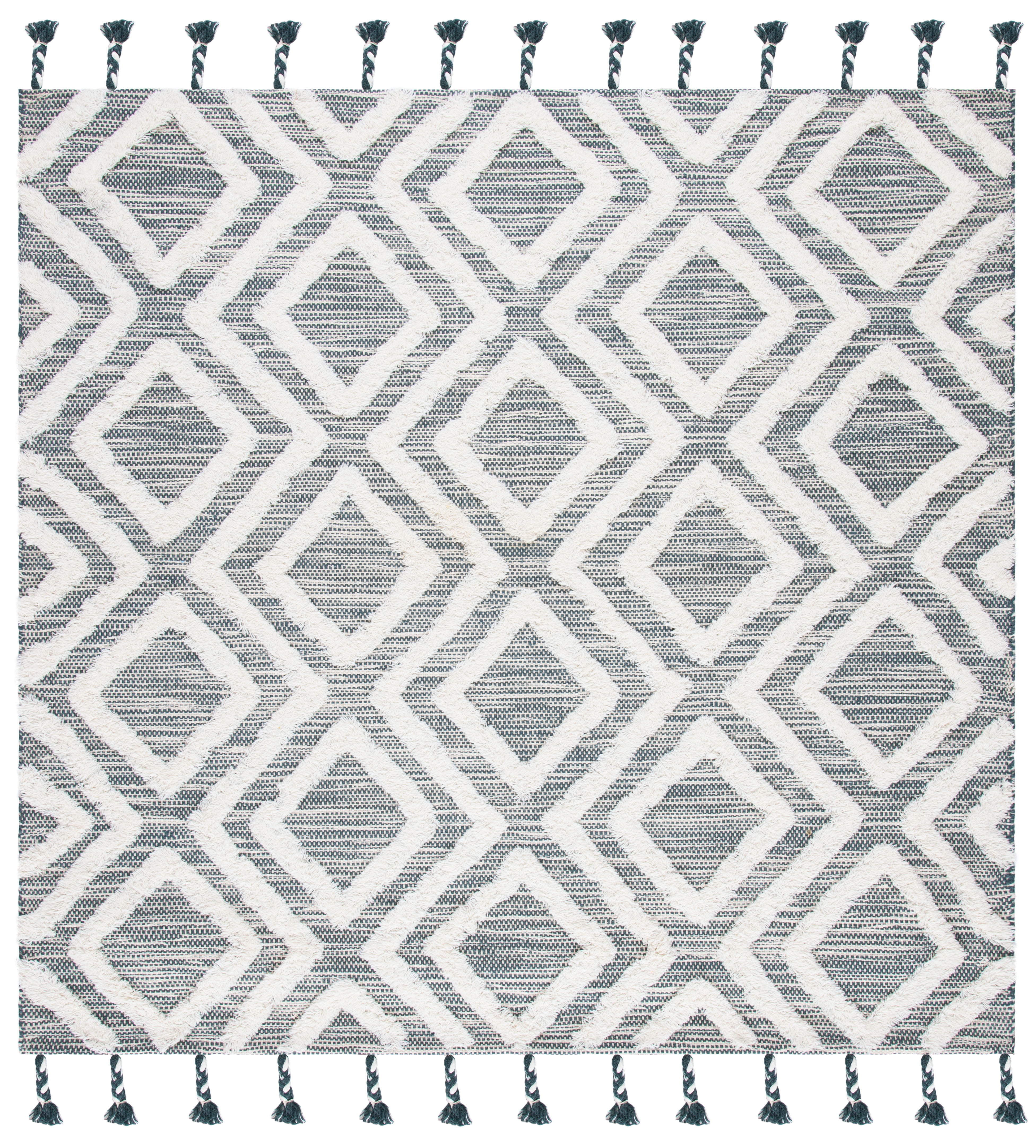Safavieh Kenya Arline Geometric Wool Area Rug, Teal/Ivory, 7' x 7' Square