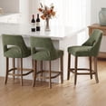 thumbnail image 4 of Bar Stools Set of 4, Upholstered Counter Height Bar Stools, Modern Counter Stools with Wood Legs for Kitchen Island Dining Room Bar, Green, 4 of 8