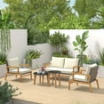thumbnail image 1 of Costway 5 Piece Rattan Furniture Set Wicker Woven Sofa Set with Solid Acacia Wood Frame, 1 of 10