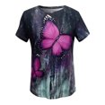 thumbnail image 4 of Cathalem Women Oversized T-Shirt 2024 Summer Ribbed Knit Slim Fit Basic Solid Color Tee Tops,Pink XXL, 4 of 5