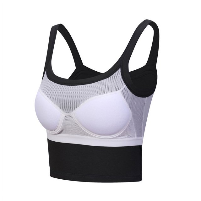 Hermoso chaleco pequeño con tirantes en la espalda para mujer, ropa interior fina de verano para uso exterior con almohadilla para el pecho, parte superior interior sin tirantes en blanco y negro
