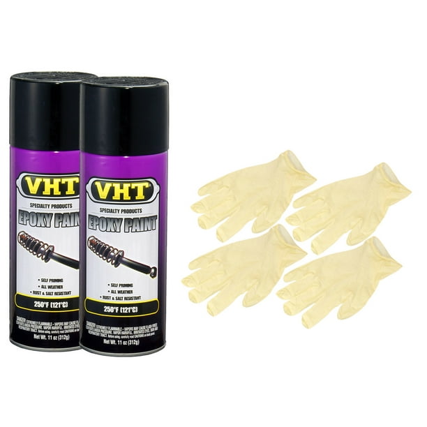 VHT Satin Black Epoxy All Weather Paint (11 oz) Bundle with Latex