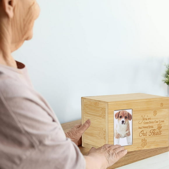 Ovzne Pet Coffin With Photo Frame For Cats And Dogs Funeral Supplies Solid Wood Pet Urn Body Storage Memorial 16x11x11cm On Clearance