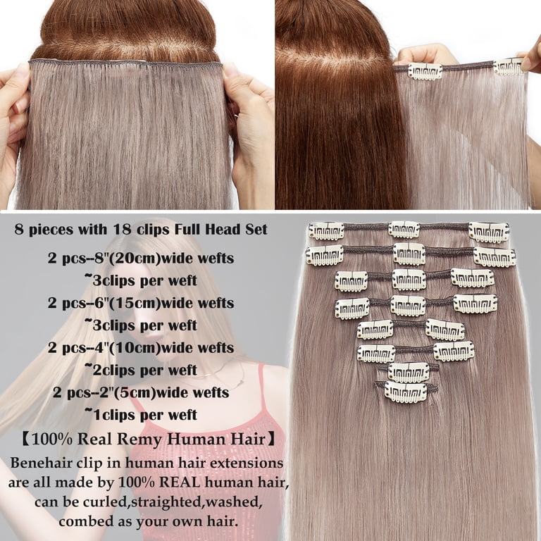 Benehair Clip In Hair Extensions 100% Real Remy Human Hair  display picture 2