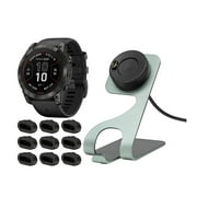 Garmin fenix 7X Pro Sapphire Solar GPS Smartwatch (Gray) w/Charging Stand Bundle