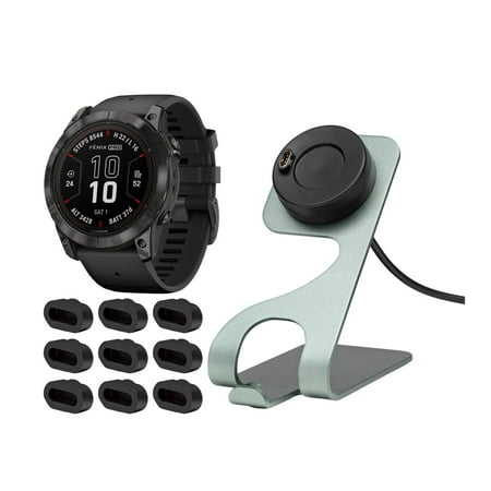 Garmin fenix 7X Pro Sapphire Solar GPS Smartwatch (Gray) w/Charging Stand Bundle