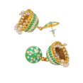 thumbnail image 3 of Crunchy Fashion Bollywood Jewellery Traditional Ethnic Bridal Bride Wedding Bridesmaid Meenakari Green Kundan Round Earrings, 3 of 4