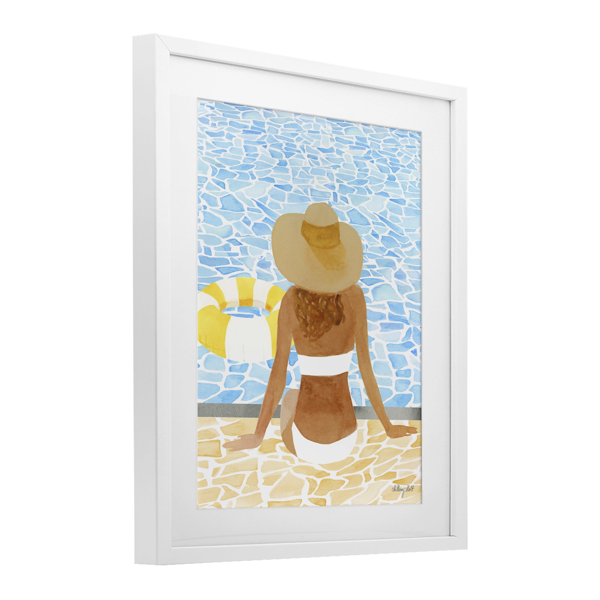 Stupell Industries Summer Poolside Chill White Framed Print Under Glass, design by Hillary Holt