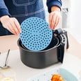 thumbnail image 4 of SEARCHI Air Fryer Silicone Liner, Reusable Non-Stick Round Mat, Baking Mat Food Grade Oil-Proof Water-Proof Steamer Liner for Roasting Microwave Air Fried Pot, 4 of 6