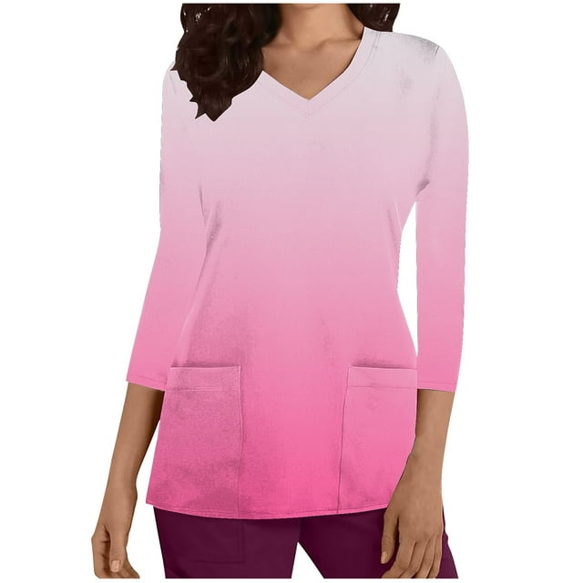 Funicet Hauts pour Femmes, Vêtements pour Femmes, Nouvelle Mode T-Shirt Décontracté Col en V Imprimé Col Rond Manches 3/4 Vêtements d'Allaitement Haut, Hauts Manches 3/4 pour Femmes, Hauts Décontractés pour Femmes