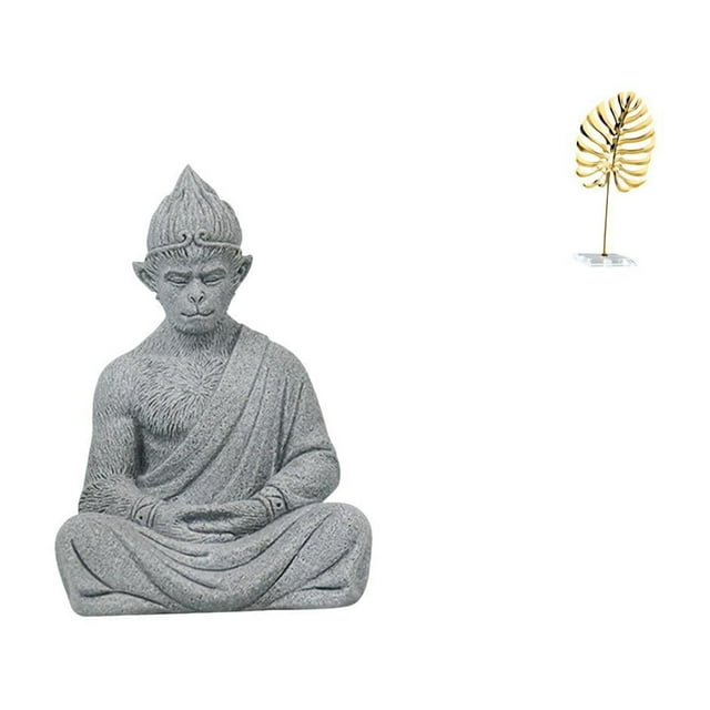 Estatua De Buda Mono Con Hojas, Escultura, Adorno En Miniatura Coleccionable, Decoración Abstracta Para Hotel, Patio, Jardín, Hogar, Estantería, Bar