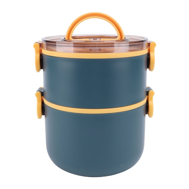 Box Lunch Box 1.6L Gran Capacidad Doble Capaz Recibido de Alimentos Microondas A Microondas Tarro de Alimentos Portátiles de Alimentos Azul
