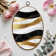 thumbnail image 7 of Canvas Wall Art Golden Ink Wash Style Abstract Black White Gold Waves Marble Texture Oval Framed Canvas Prints Vintage Wall Hanging Decor for Home Office Decorations 8.6"x11.4", 7 of 7