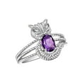 thumbnail image 6 of RYLOS Rings for Women 14K White Gold CAT Ring Oval 7X5MM Gemstone &  Sparkling Diamonds February Amethyst Jewelry Size 6, 6 of 7