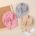 thumbnail image 1 of Big Bow knot Baby Girls Hat Newborn Photography Props Solid Color Baby Hat Turban Knot Head Wraps Baby Kids Bonnet BeanieArmy Green He Qiyong unisex, 1 of 1