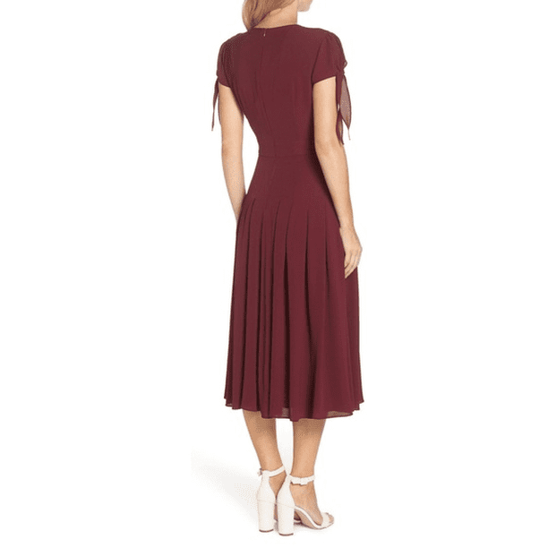 Gal Meets Glam Collection OXBLOOD-CUSTOM Women's Bette Pleated Midi Dress,  US 8 - Walmart Business Supplies