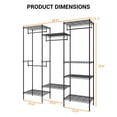 thumbnail image 3 of GloryStar Heavy Duty Closet Rack, Adjustable Metal Clothing Organizer with 4 Hang Rods and 8 Shelves, Freestanding Design, 3 of 7