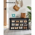 thumbnail image 2 of SONGMICS Shoe Rack Bench, 3 Tier Bamboo Shoe Storage Organizer, Entryway Bench, for Living Room, Bathroom, Bedroom, 11.3 x 35.2 x 20.5 Inches, Ink Black, 2 of 7