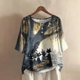thumbnail image 2 of Godom Halloween T Shirts for Women Oversized Shirt Ghost Graphic Button Casual Short Sleeve Tees, 2 of 7