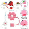 thumbnail image 2 of 6PCS Flower Straw Cover Cap for Cup Silicone Straw Topper Compatible with 30 and 40 Oz Tumbler with Handle, Straw Tip Covers 10 mm 0.4 in for Straw Tip Covers, 2 of 7