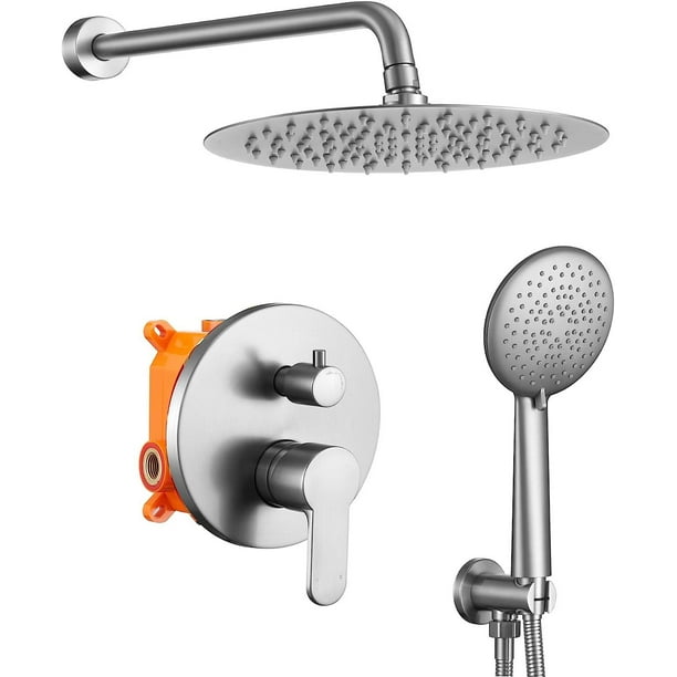 Shower System Wall Mounted Shower Set for Bathroom High Pressure 12” Rain Shower head with 5