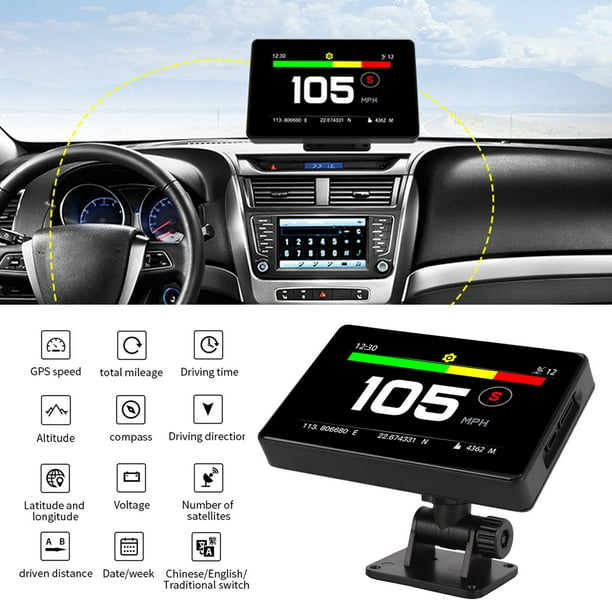 Car Truck Speedometer, Altitude Latitude Longitude Overspeed Alarm Color  LCD Voltage Measurement Dashboard Heads Up For Trucks Vehicles 