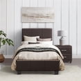 thumbnail image 2 of Lexicon Lorenzi Contemporary Wood and Faux Leather Twin Bed in Dark Brown, 2 of 4