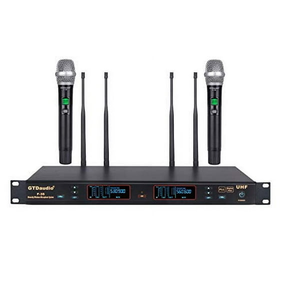 GTD Audio 2x100 Channel UHF Diversity Wireless Hand-held Microphone Karaoke Mic System F-36 (2 Hand held mics)