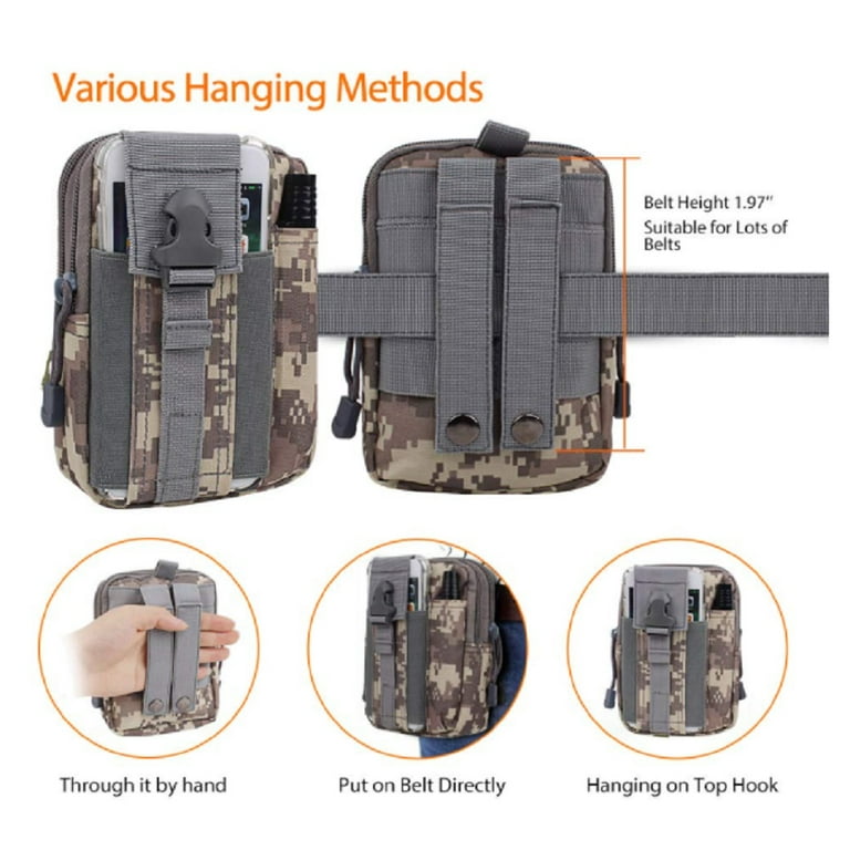 Modular System Waist Bag Belt Pack Hip Pocket MOLLE Travel Hiking Black