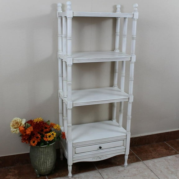 International Caravan Windsor 4 Tier Bookshelf in Antique White