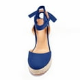thumbnail image 4 of Dellytop Womens Platform Closed Toe Ankle Strap Lace Up Summer Shoes Espadrilles Wedge Sandals, 4 of 4
