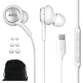 thumbnail image 2 of HRTGFD-SAMSUNG AKG Earbuds Original USB Type C in-Ear Earbud with Remote & Mic for Galaxy S23 Ultra, A53 5G, S22, S21 FE, S20, Note 10, 10+, S10 Plus - Braided - Includes Velvet Pouch - White, 2 of 4