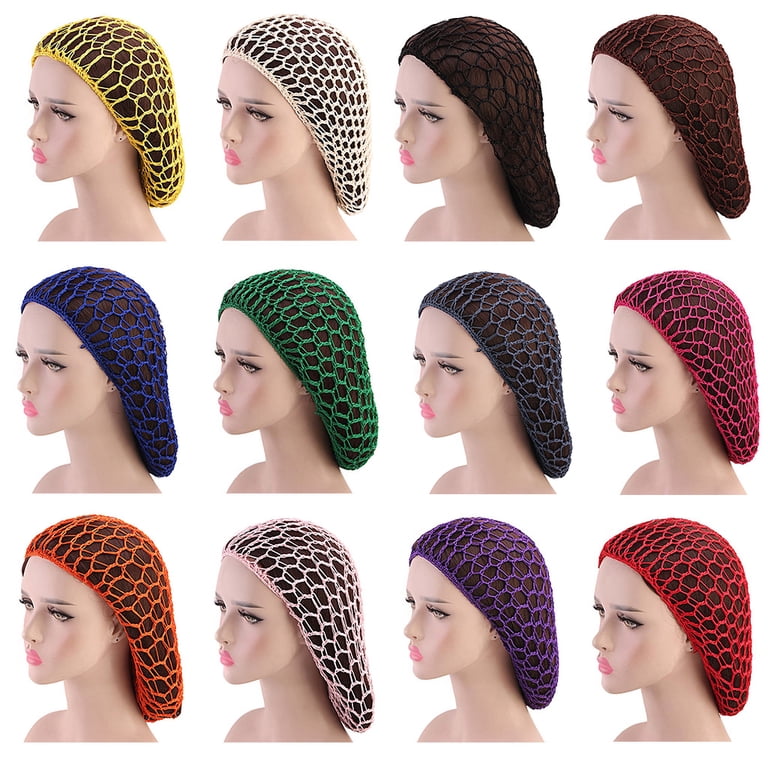 Hair Net Wrap For Sleep 2 PCS Mesh Nets Cap Snoods Cover Sleeping Knit Hairnets Elastic Head Wrap Bathing Shower Caps Wig Hairnet Crochet Sew Weave Press
