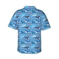 thumbnail image 3 of Fotbe Blue Fish Hawaiian Shirt for Men Unisex Summer Beach Casual Short Sleeve Cotton Linen Button Down Shirts-3X-Large, 3 of 9