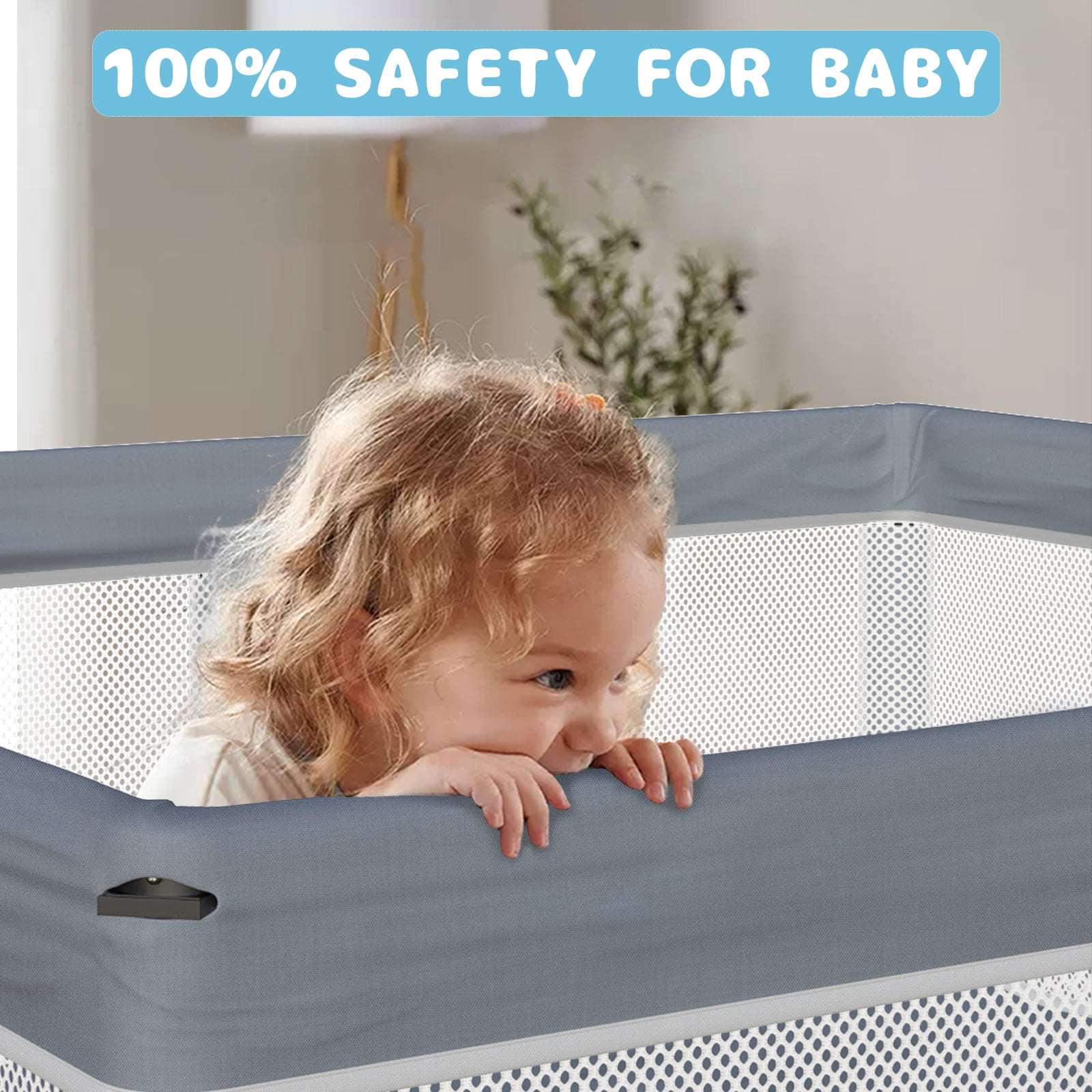 G TALECO GEAR Large Baby Playpen with Mat, Foldable Playpen for Babies and Toddlers, Portable Travel Play Yard, 50"x71", Gray