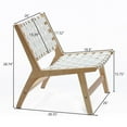 thumbnail image 6 of LuxenHome Natural Wood with White Leather Outdoor Patio Chair, 6 of 10