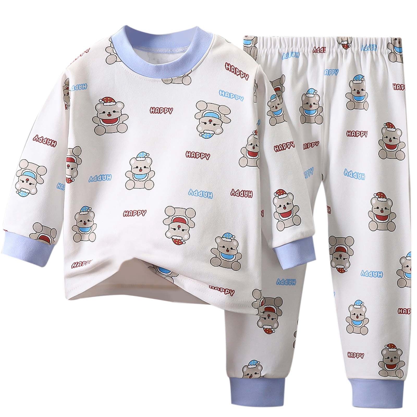 PMVFHDE Boys Girls Long Sleeve Pajama Set Soft Comfort