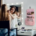 thumbnail image 5 of AVOXEZOR Portable Travel Toiletry Bag Travel Home Organizer Carry Cosmetic Makeup Bag, Wash Organizer Storage Handbag Pouch Bag, Pink Stripe, 5 of 7