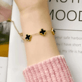 thumbnail image 3 of 2pz Buena Suerte Pulsera Joyeria De Trébol De Cuatro Xtellar negro, 3 of 3