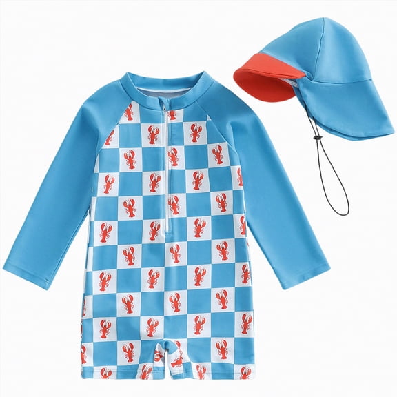 UAYOTSE Toddler Baby Boy Rash Guard Swimsuit Half Zipper Bathing Suit Swimwear,Sizes 18-24 Months
