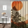 thumbnail image 2 of Fenyluxe Abstract Mountain and Trees Print Shower Curtain, Background Curtain for Showers and Bathtubs, Chic Modern Bathroom Decor with Hooks 69x72, 2 of 7