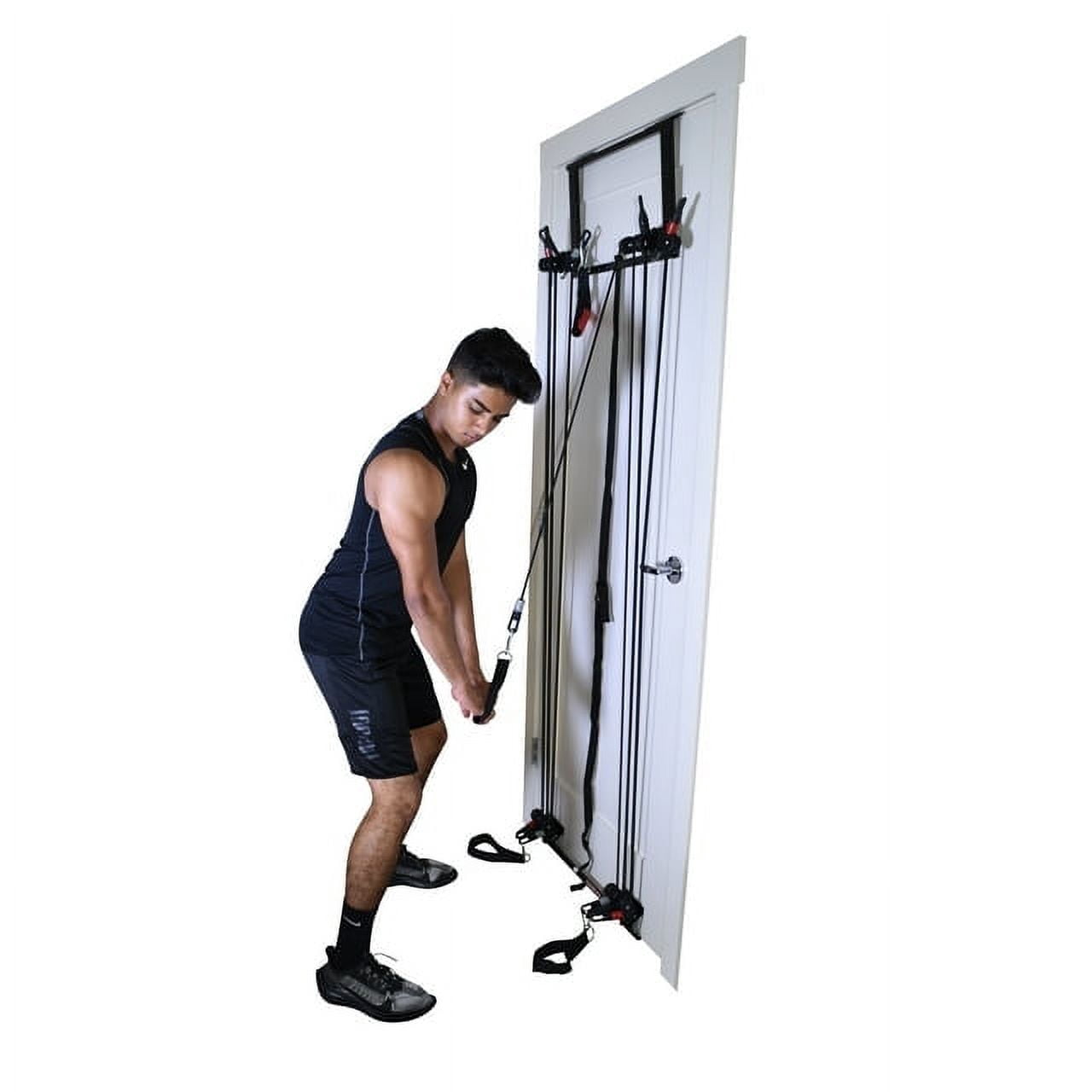 Tower 200 Door Gym Full Body Exercise Fitness System with Straight Resistance Bar, DVD, Chart - Total Home Gym Strength Training