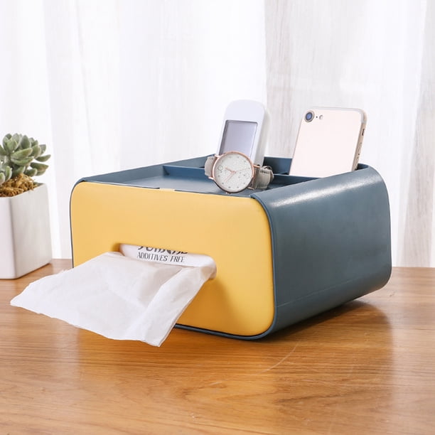 Caja de papel de seda de escritorio multifuncional Caja de almacenamiento de control remoto Dispensador de servilletas de mesa Organizador para la vida